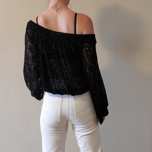 Off the Shoulder Sheer Velvet Top